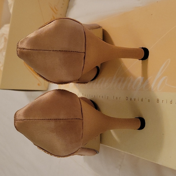 Gold Sequin Peep-toe Pumps - Picture 3 of 9